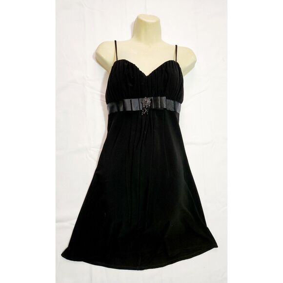 B Darlin Dresses & Skirts - Vintage B. Darlin Size 9/10 Black Dress Spaghetti Straps 90s Beaded